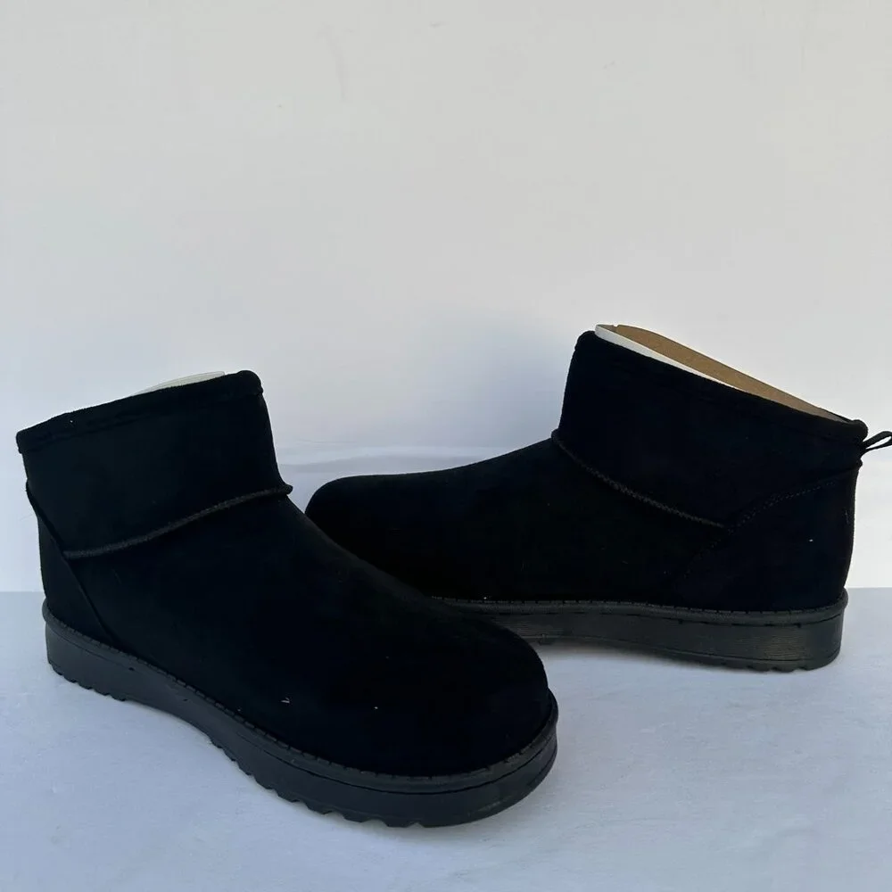 SO Lupita Women's Cozy Black Cozy Mini Boots Size 9 - Picture 2 of 7